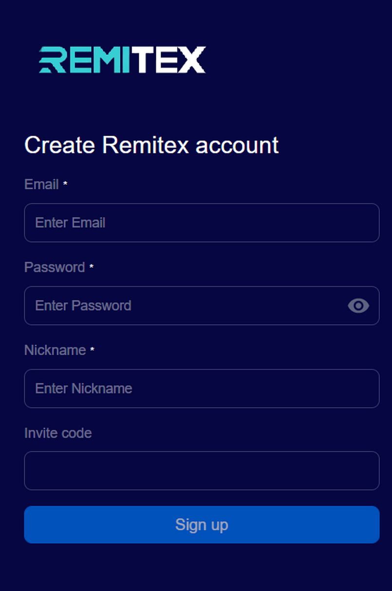 Cách đăng ký tài khoản Remitex