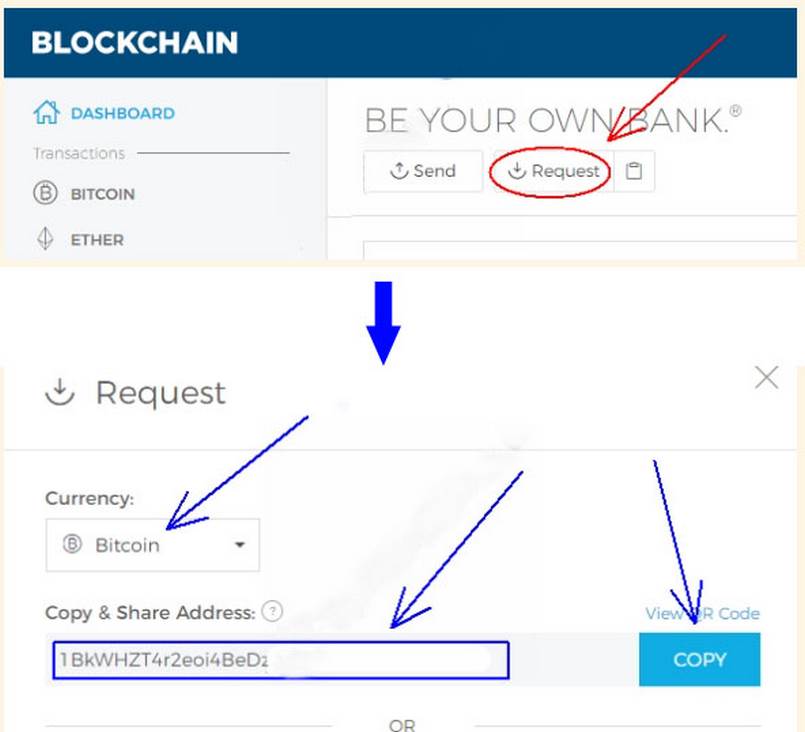 Lấy địa chỉ ví BTC trên Blockchain.com