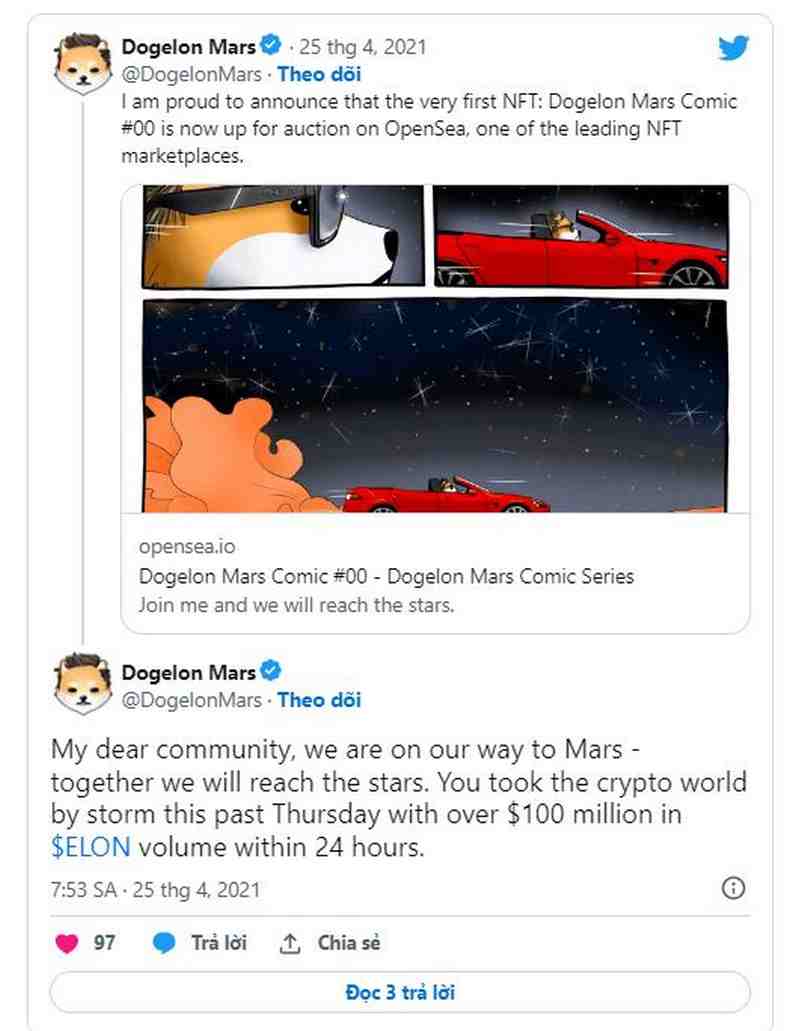 Elon Crypto Dogelon ra mắt NFT truyện tranh Dogelon Mars đầu tiên